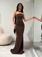 فستان سهرة تب مزين بالترتر والخرز