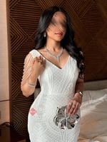 فستان سهره ستايل ساندريلا بتطريز ترتر ومزين بالخرز...