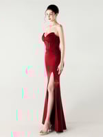 فستان سهرة كريب ناعم كورسيه ستايل تب مميز