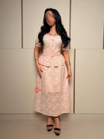 طقم راقي بلوزة و تنورة بتصميم مزينه بالدانتيل الرا...