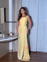 فستان سهرة طويل ناعم بليسيه ستايل كت