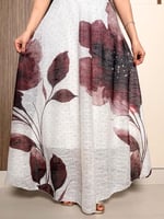 فستان ناعم أوف شولدر مزين بالورود والفصوص اللامعه