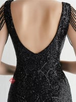 فستان سهره ستايل ساندريلا بتطريز ترتر ومزين بالخرز...