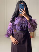 فستان مشجر شيفون بنقشة زهور ساحرة و اكمام مزينة با...