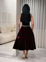 فستان سهرة توب مخمل ناعم كلوش