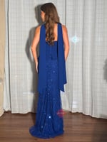 فستان سهرة تب طويل مطرز بالخرز ستايل مميز