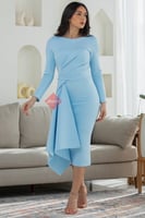 فستان ميد ناعم بأكمام طويله