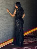 فستان سهرة مطرز ترتر ستايل ون شولدر مزين بخرز فاخر...