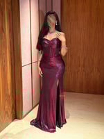 فستان سهرة طويل لامع ستايل توب