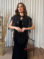 شال سهره ترتر مطرز مزين بالهدب