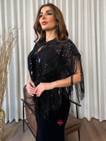 شال سهره ترتر مطرز مزين بالهدب