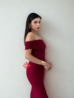 فستان سهرة ناعم دانتيل اوف شولدر