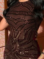 فستان سهرة مطرز بالترتر ستايل خرز بالظهر