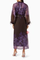 فستان مشجر شيفون بنقشة زهور ساحرة و اكمام مزينة با...