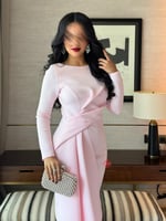 فستان ميد ناعم بأكمام طويله