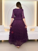 فستان دانتيل ناعم ستايل طبقتين و اكمام