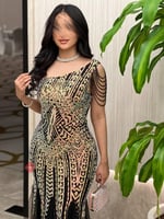 فستان سهرة ماسك استرتش بترتر لامع مميز بالوان متعد...