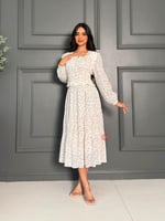 طقم بلوزة و تنورة بناتي بقماش الدانتيل المطرز بالت...