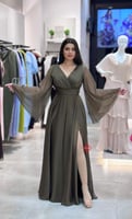 فستان سهرة شيفون ناعم بأكمام طويلة