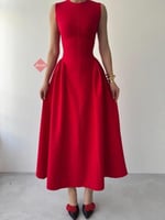 فستان ميدي ناعم كريب كلوش