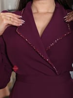 فستان سهرة ناعم ستايل رسمي بأكمام طويلة وكريستال ل...