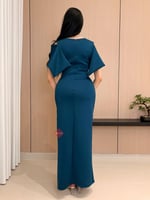 فستان كريب ناعم اكمام مزين بالكريستال