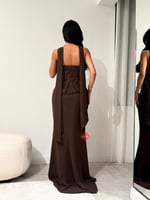 فستان سهرة تب مزين بالترتر والخرز