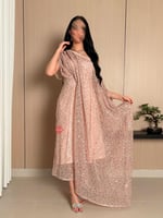 قفطان قطعتين مخرم بفصوص مزين بالترتر اللامع