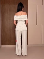 طقم بنطلون و بلوزة ستايل اوف شولدر