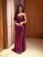 فستان سهرة طويل لامع ستايل توب