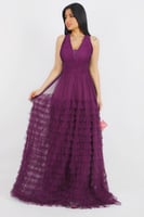 فستان سهرة مزين بطبقات من الكرانيش كلوش