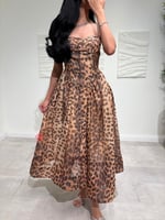 فستان ناعم نمري ستايل كت مزين بالكريستال