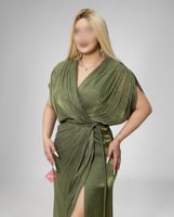 فستان سهرة نسائي بحبال عالخصر مزينة بالكريستال