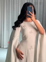 فستان كريب ناعم بأكمام وشاح إليجنت