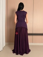 فستان ناعم طويل كلوش بهدب مميزة عالكتف