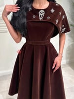 فستان مخمل ناعم ميدي كلوش