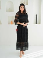 فستان دانتيل ناعم ستريتش برسومات مميزة