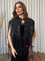 شال سهره ترتر مطرز مزين بالهدب