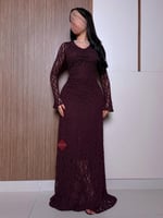 فستان طويل ستايل حورية بحر بخامة الدانتيل الفاخرة