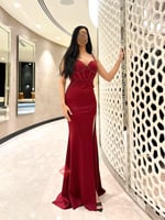 فستان سهرة ستايل حورية بحر و كورسيه مزين الخرز الر...