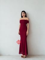 فستان سهرة ناعم دانتيل اوف شولدر