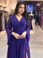 فستان سهرة شيفون ناعم بأكمام طويلة