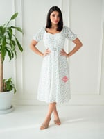 فستان ميد بناتي مشجر بقمماش الدانتيل المطرز بالترت...