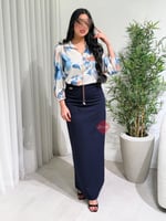 بلوزة ساتان نسائية مشجرة مع سلسال