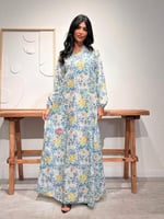 جلابية مشجرة مزينة باللؤلؤ و نقشات الزهور