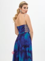 فستان سهرة مموج بحبال كريستال راقي