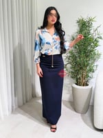 بلوزة ساتان نسائية مشجرة مع سلسال