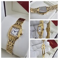 ساعة بانتير دو كارتييه ذهبي مينا ابيض كرستال