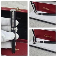 قلم كارتير سانتوس فضي مع اسود كلاسيك نقش فص اسود