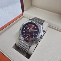 ساعة بريتلينغ ستيل رجالي فضي مع احمر - خيال